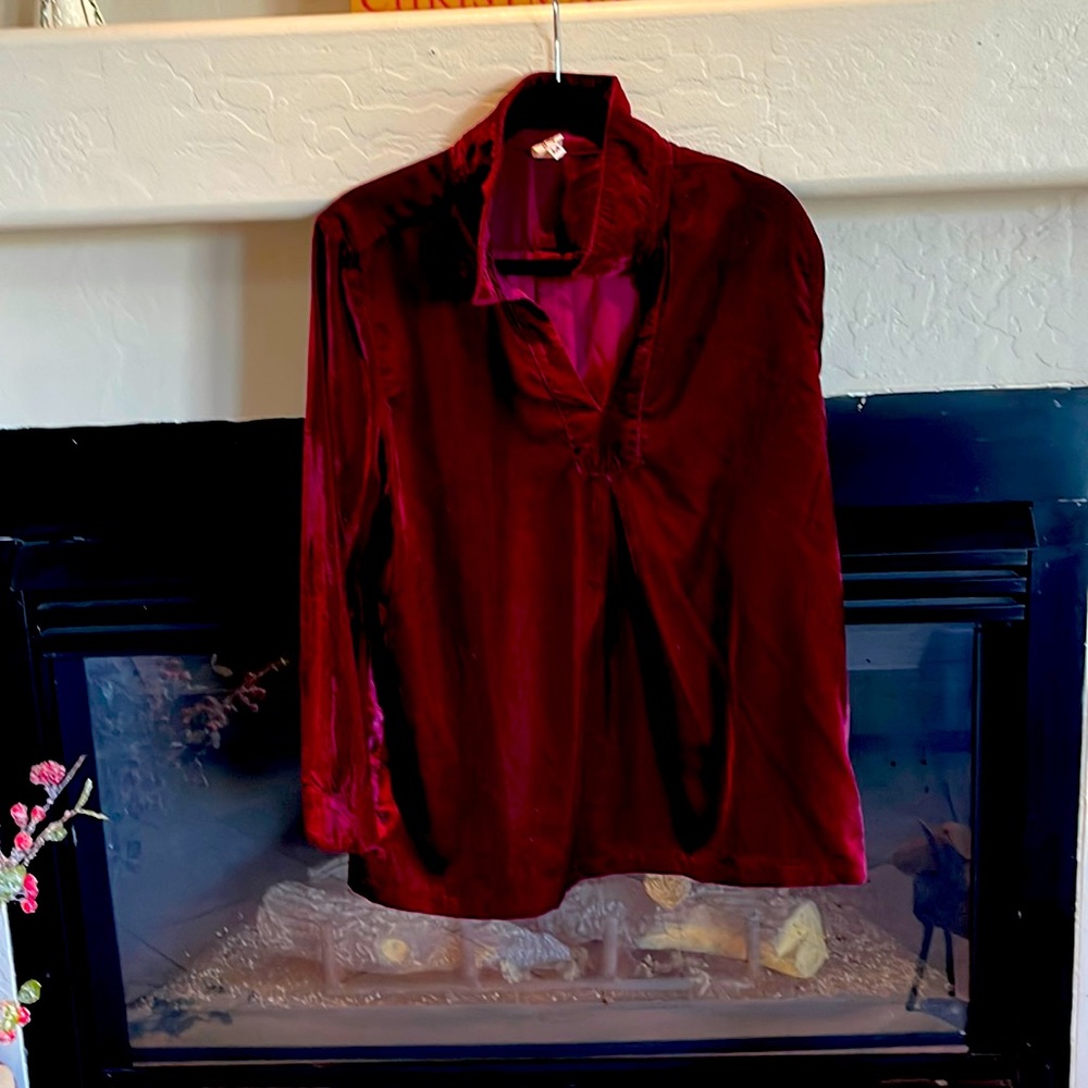 Medium Cranberry Crushed Velvet Top